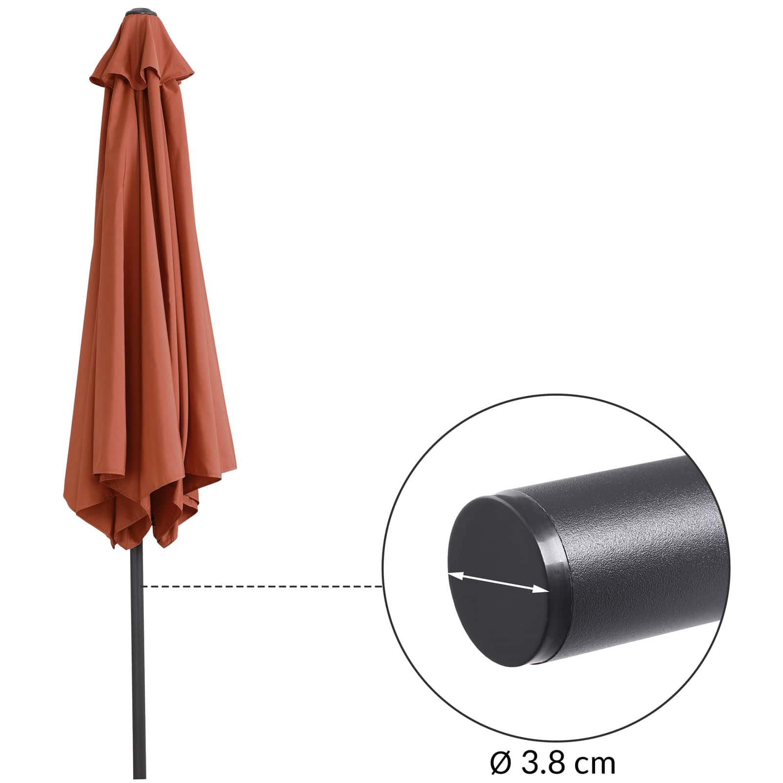 Parasol\u0020Tahiti\u0020Terracotta\u0020\u00D8300cm\u0020UV\u002Dbescherming\u002080\u002B