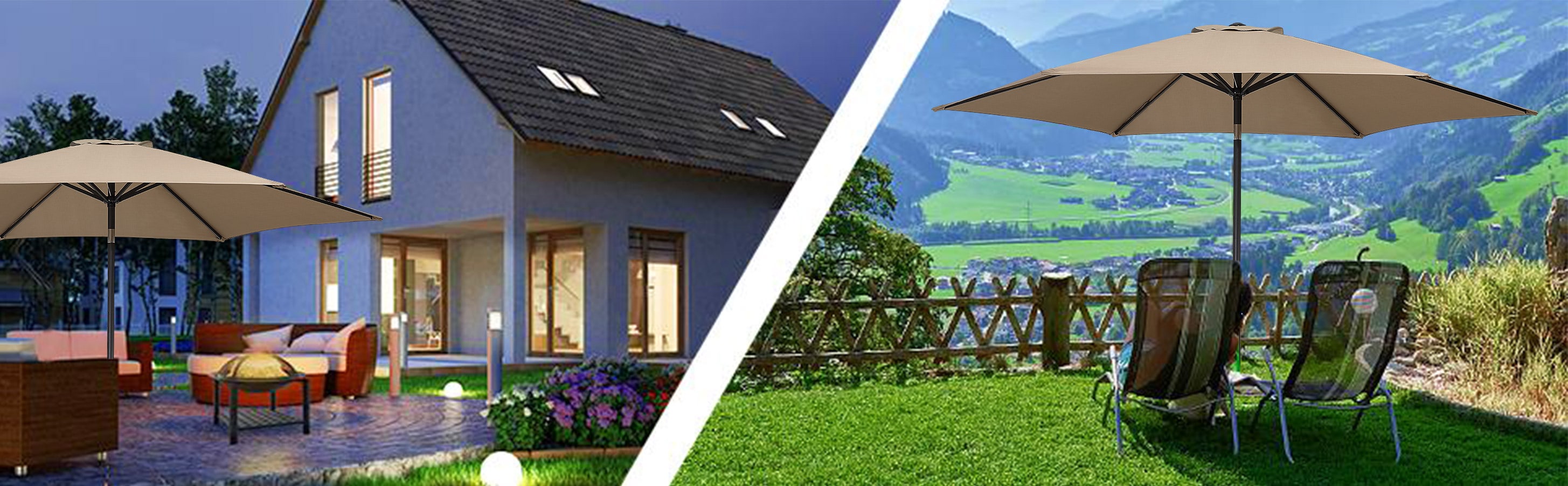 Parasol\u0020Taupe\u0020Aluminium\u0020\u00F8300cm\u0020UV\u002Dbescherming\u002080\u002B