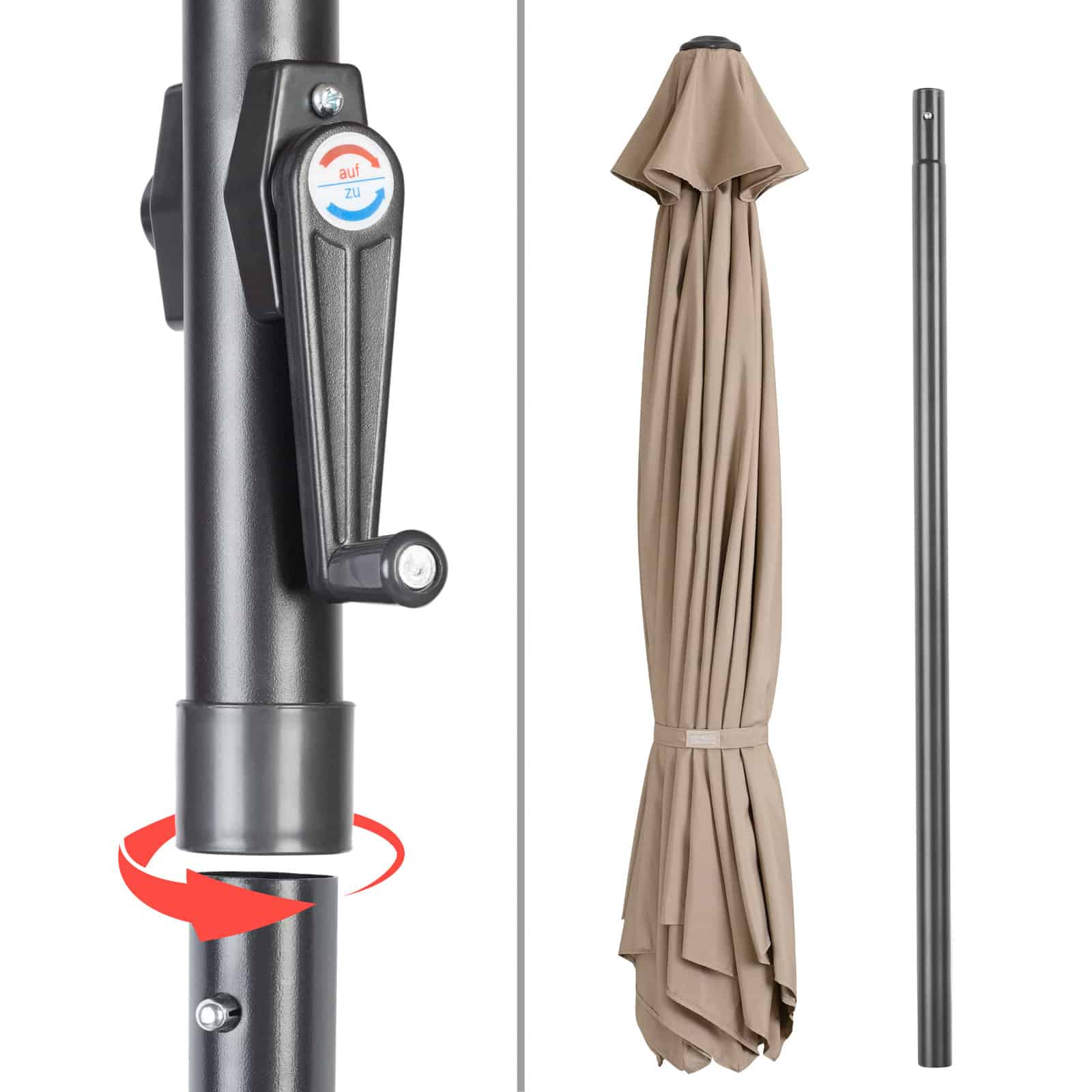 Parasol\u0020Taupe\u0020Aluminium\u0020\u00F8300cm\u0020UV\u002Dbescherming\u002080\u002B