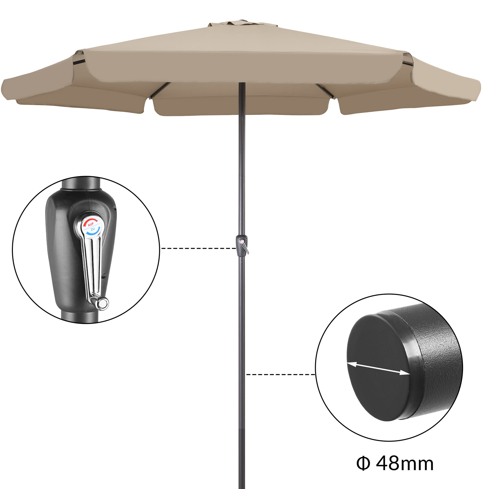 Parasol\u0020Maui\u0020Taupe\u0020\u00D8330cm\u0020UV\u002Dbescherming\u002080\u002B Parasol\u0020Maui\u0020Taupe\u0020\u00D8330cm\u0020UV\u002Dbescherming\u002080\u002B