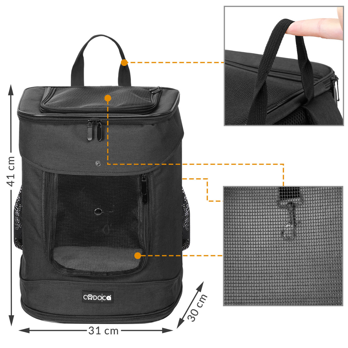 Rugzak\u0020voor\u0020huisdieren\u0020Zwart\u002041x30x31cm