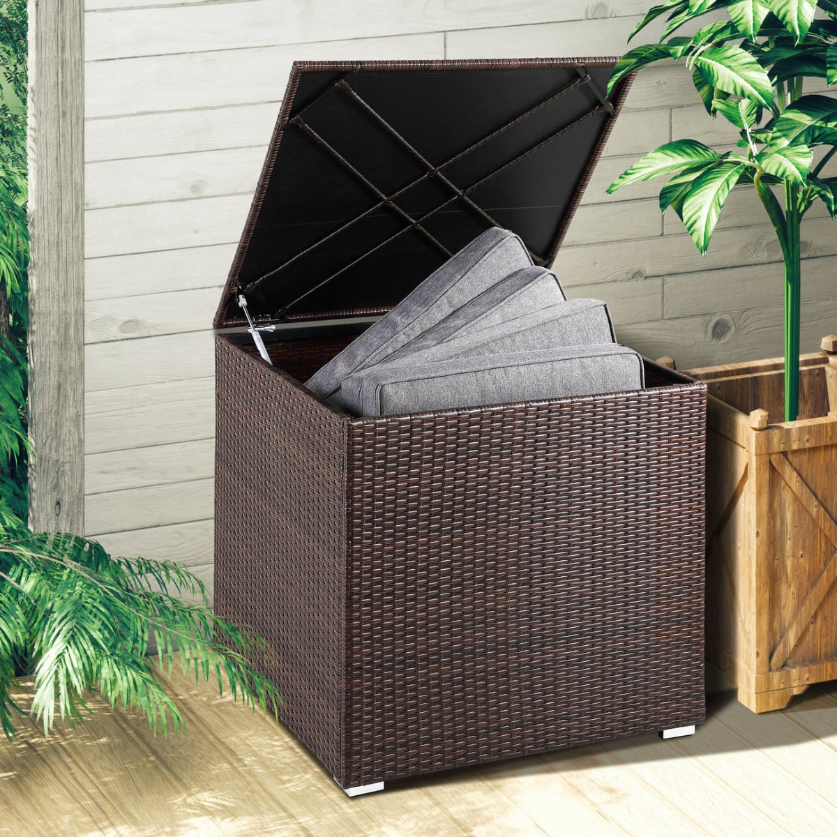 Polyrattan\u0020Kussenbox\u0020Bruin\u0020318L