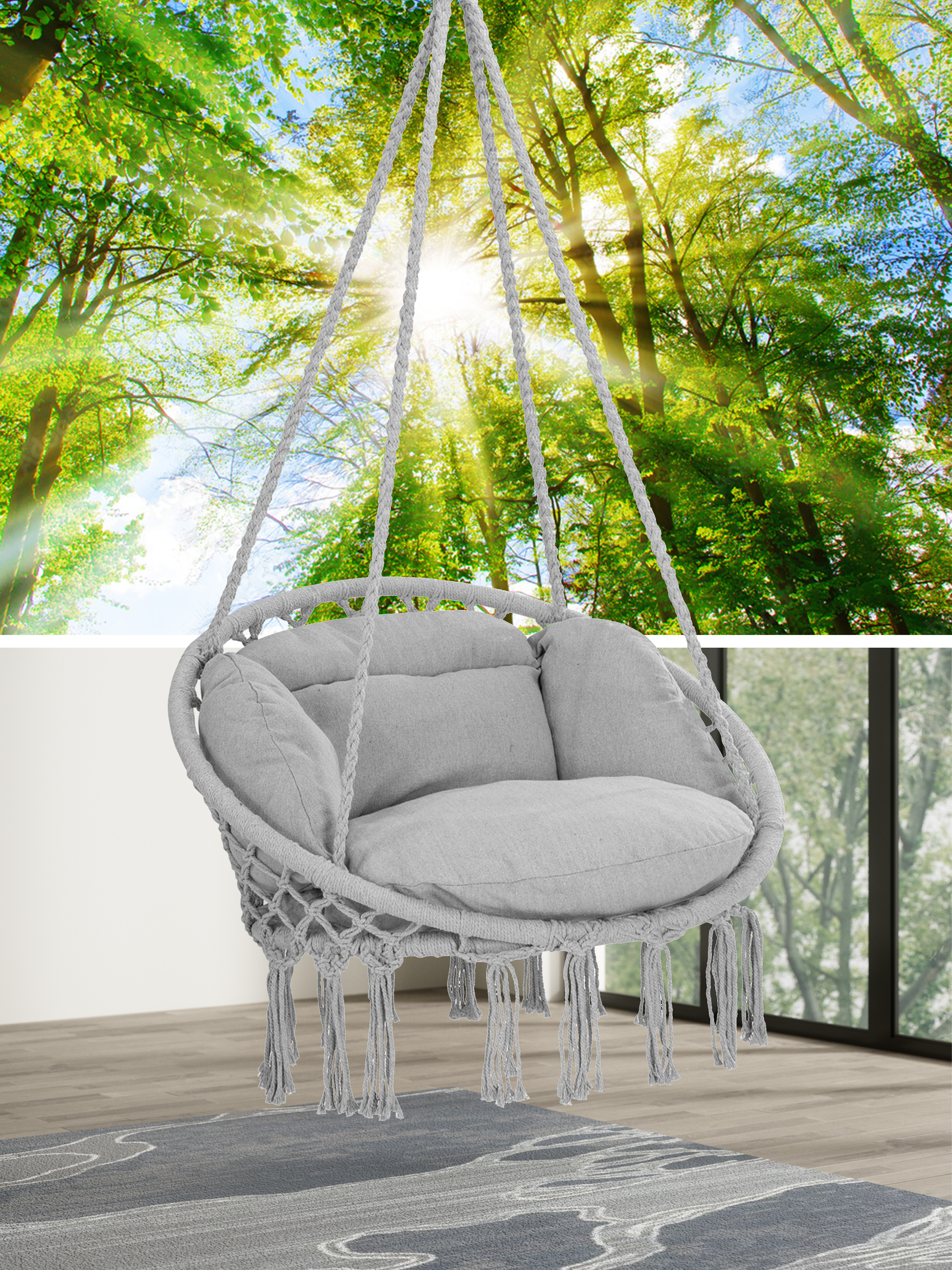 Hangstoel\u0020Lichtgrijs\u002080x60x140cm Hangstoel\u0020Lichtgrijs\u002080x60x140cm