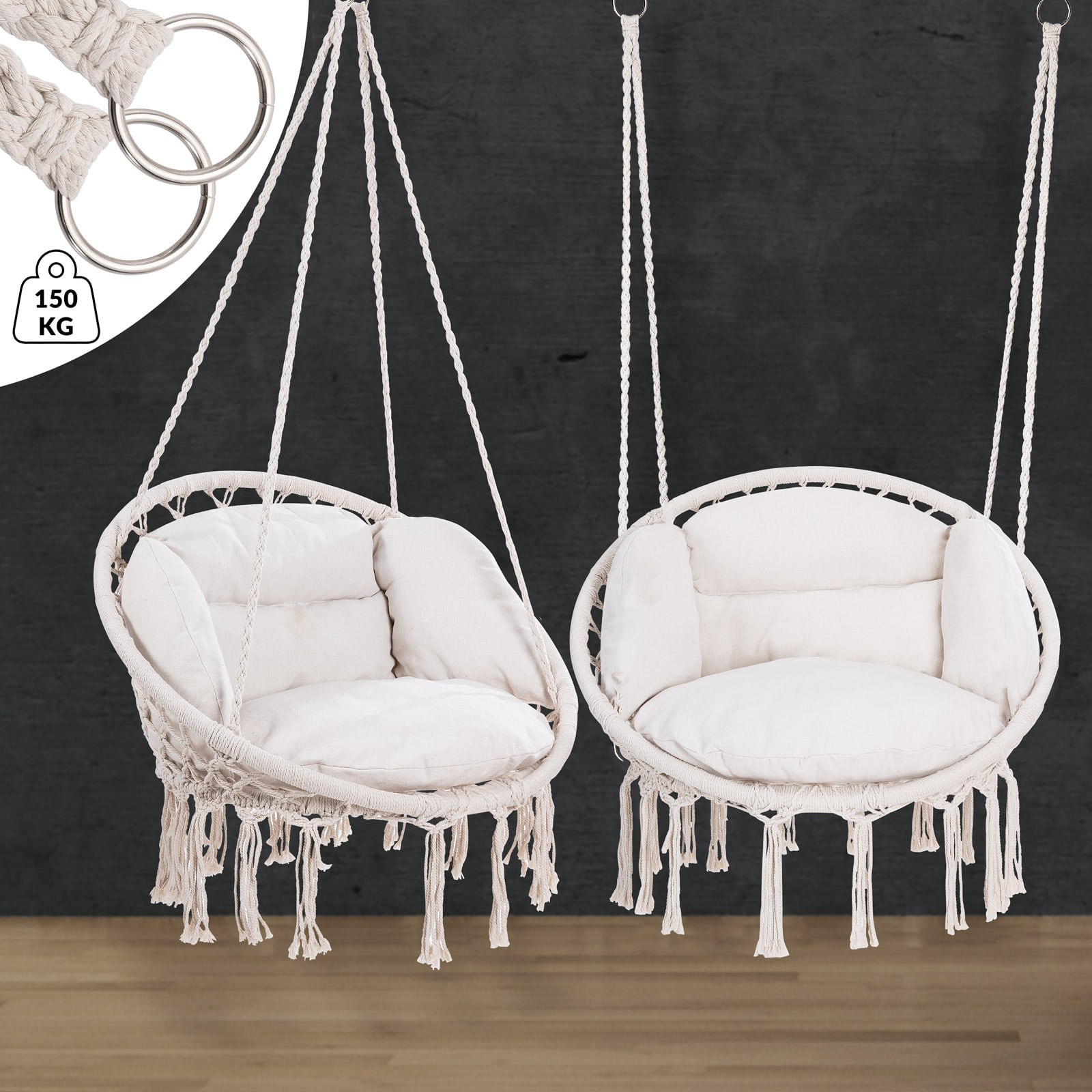 Hangstoel\u0020Cr\u00E8me\u002080x60x140cm Hangstoel\u0020Cr\u00E8me\u002080x60x140cm