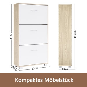 Schoenenkast\u0020Eiken\u002DWit\u0020115x60x24cm\u00203\u0020Kleppen Schoenenkast\u0020Eiken\u002DWit\u0020115x60x24cm\u00203\u0020Kleppen