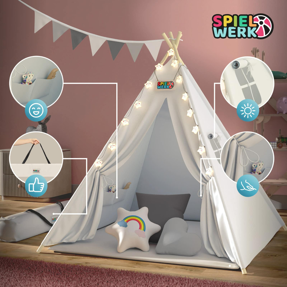 Tipi\u0020Speeltent\u0020Wit\u0020160x120x120cm Tipi\u0020Speeltent\u0020Wit\u0020160x120x120cm