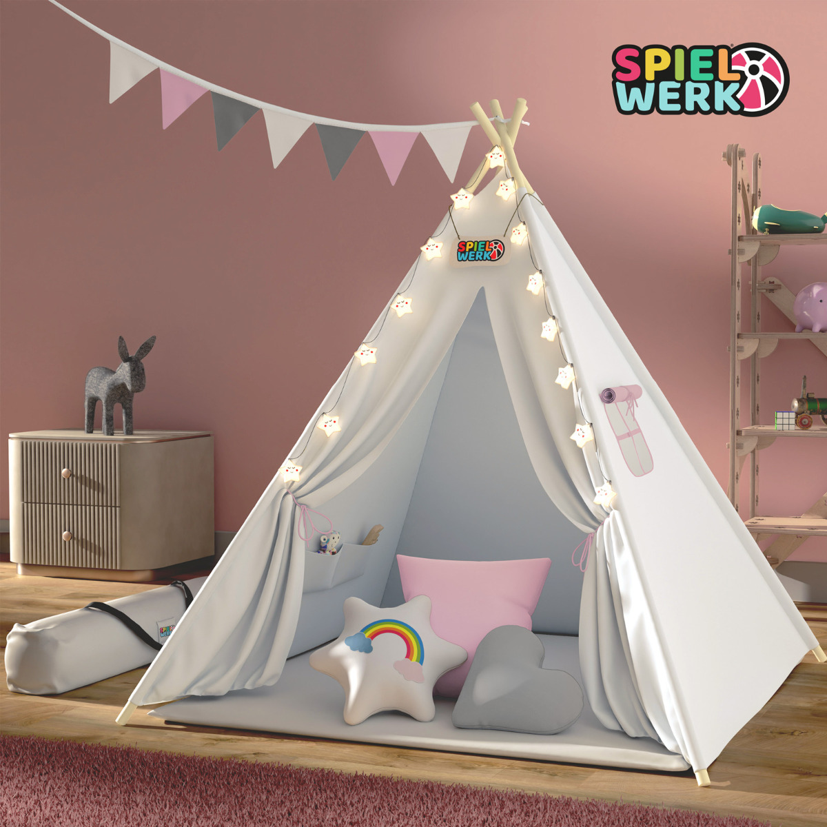 Tipi\u0020Speeltent\u0020Roze\u0020160x120x120cm