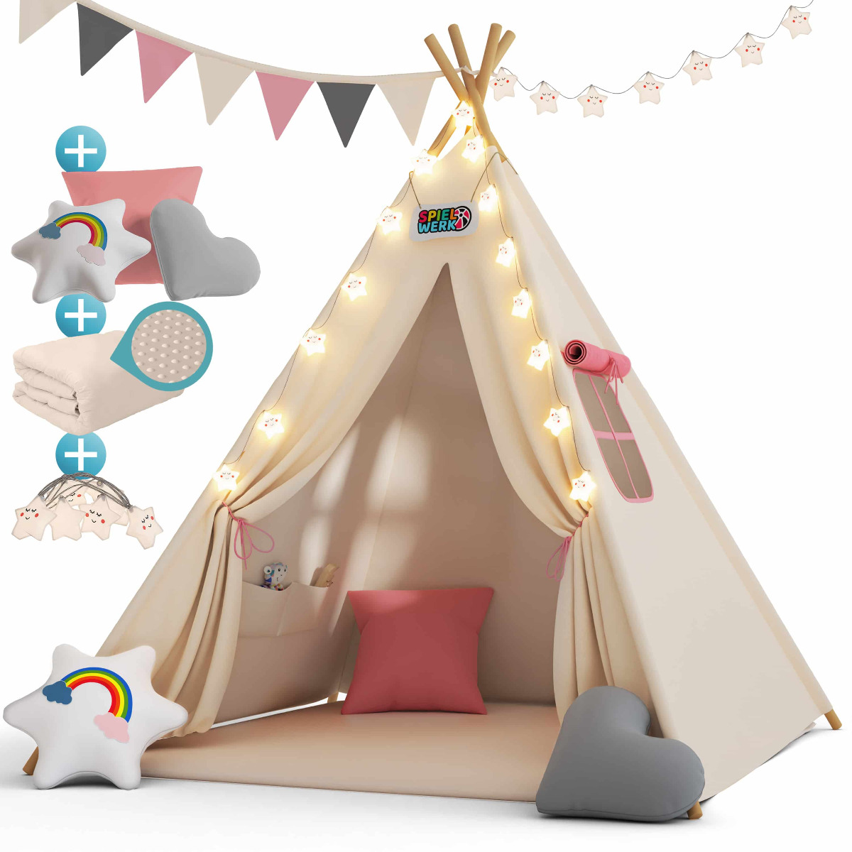 Tipi\u0020Speeltent\u0020Roze\u0020160x120x120cm