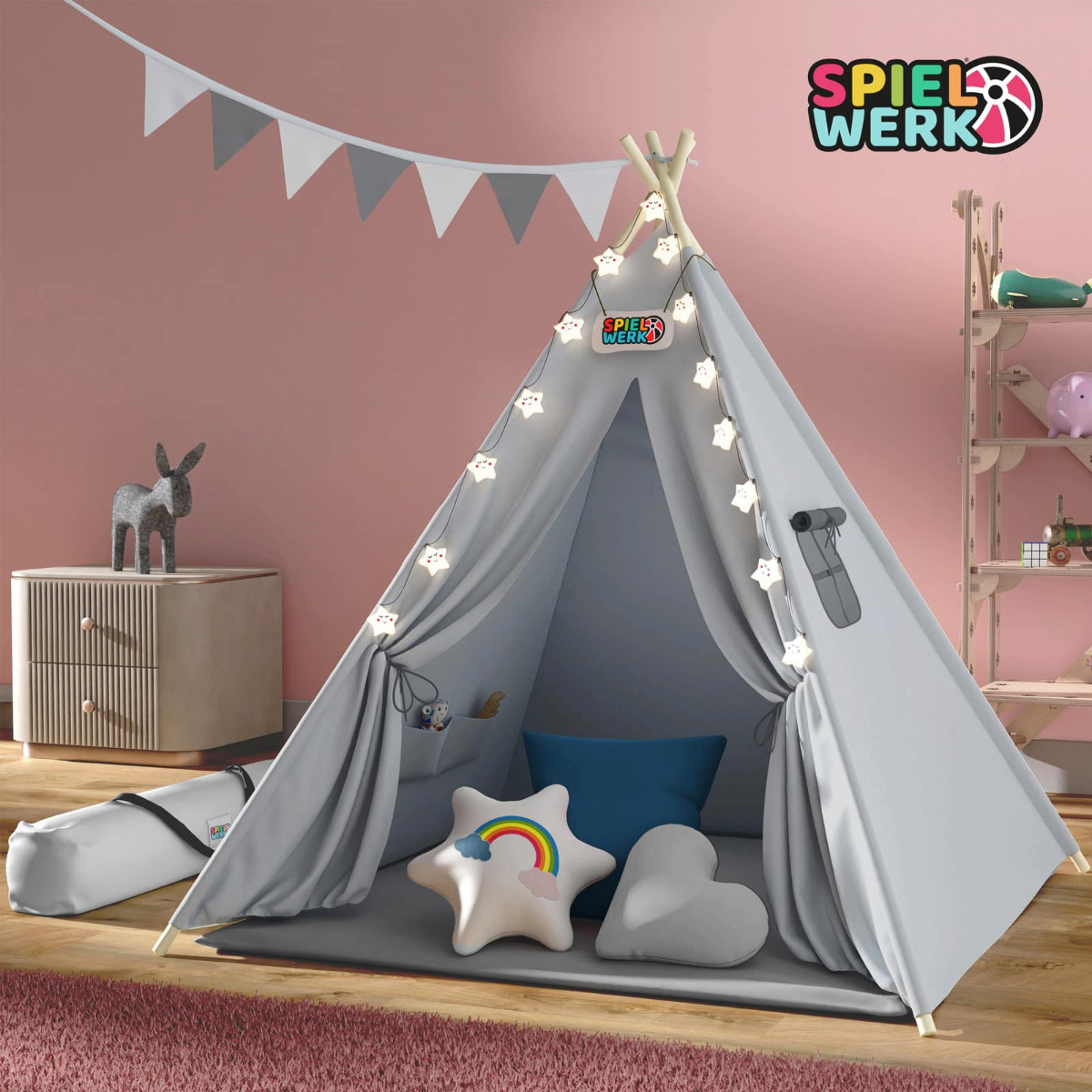 Tipi\u0020Speeltent\u0020Grijs\u0020160x120x120cm