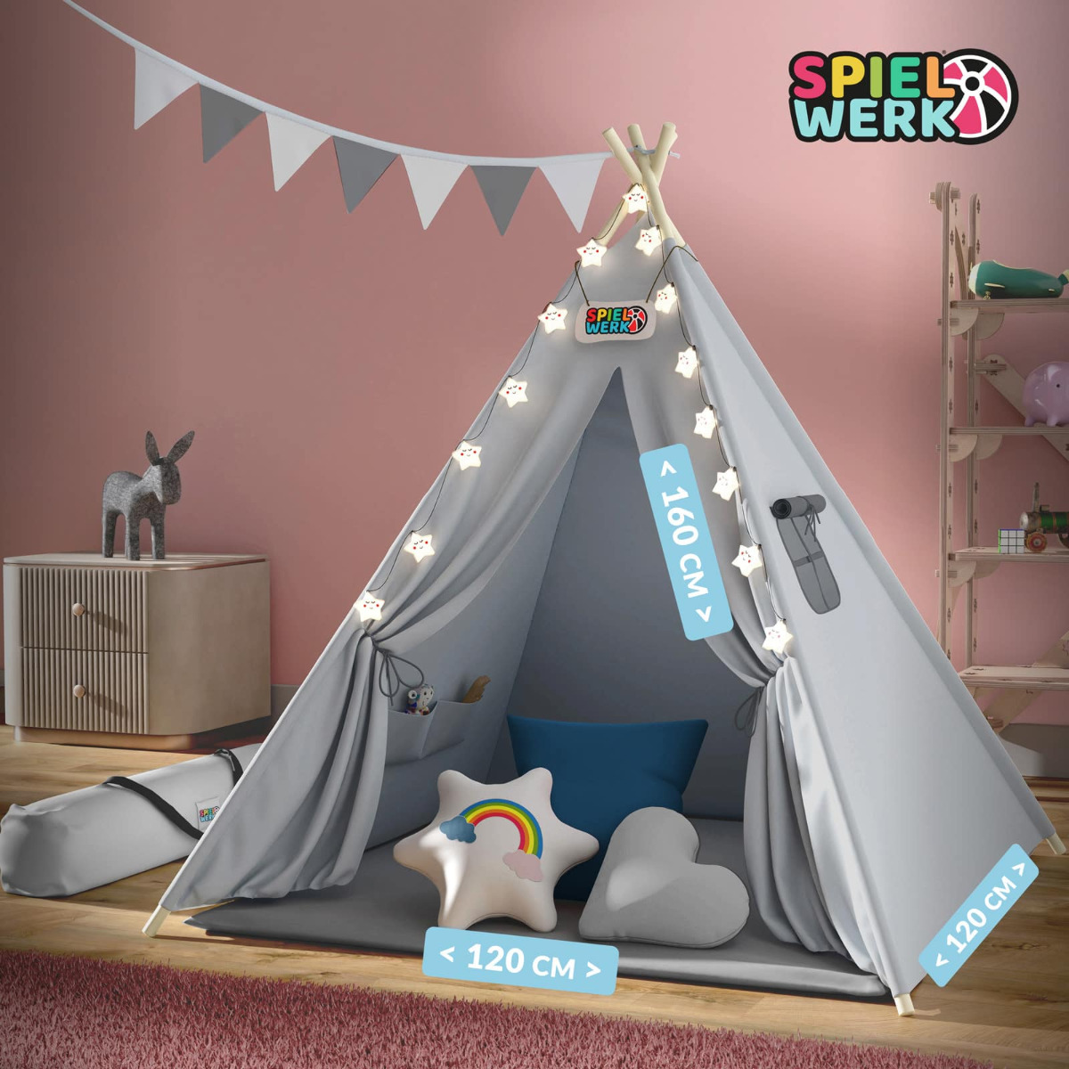 Tipi\u0020Speeltent\u0020Grijs\u0020160x120x120cm