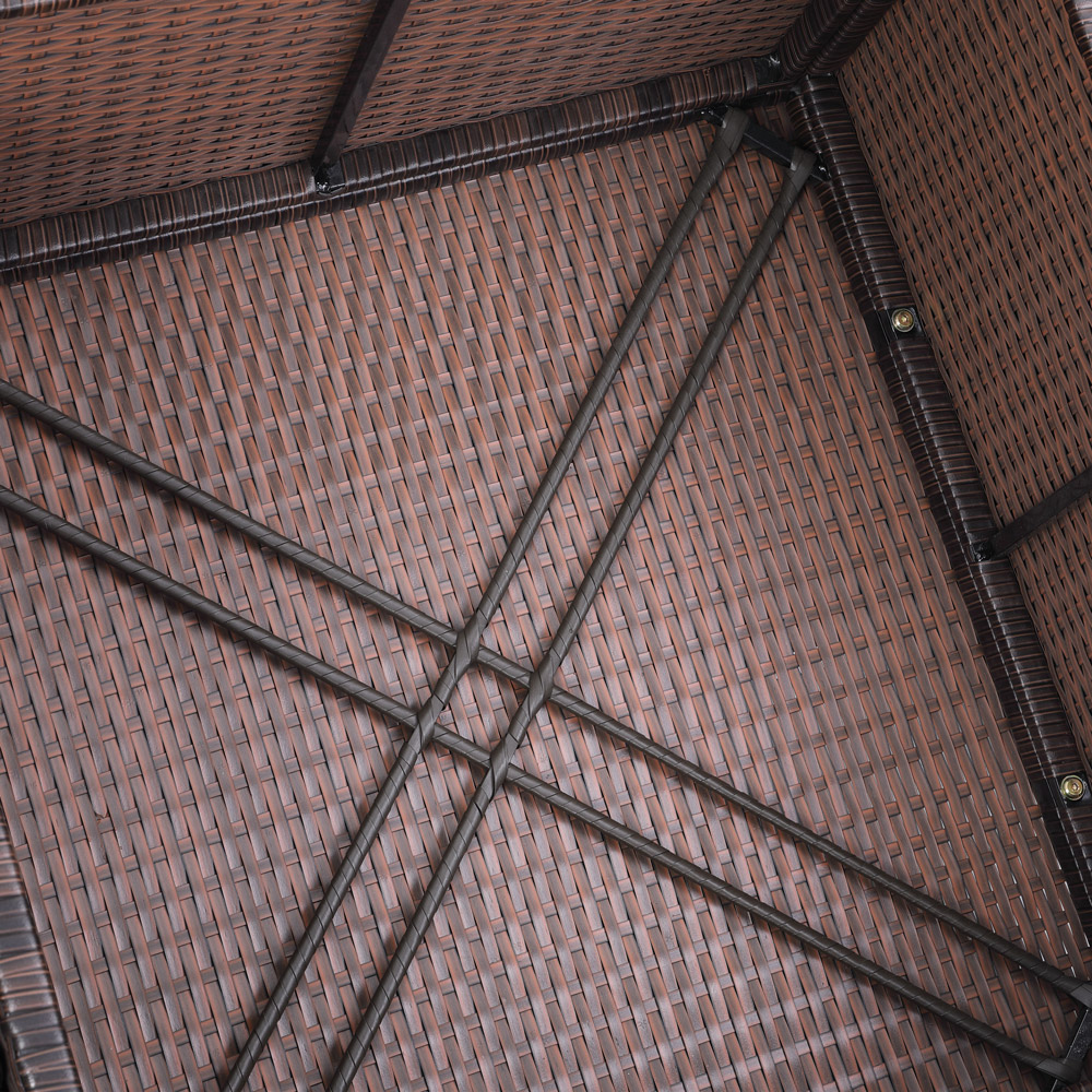 Polyrotan\u0020XL\u0020Lounge\u0020Bruin\u002FCr\u00E8me\u0020met\u0020dikke\u0020rugkussens