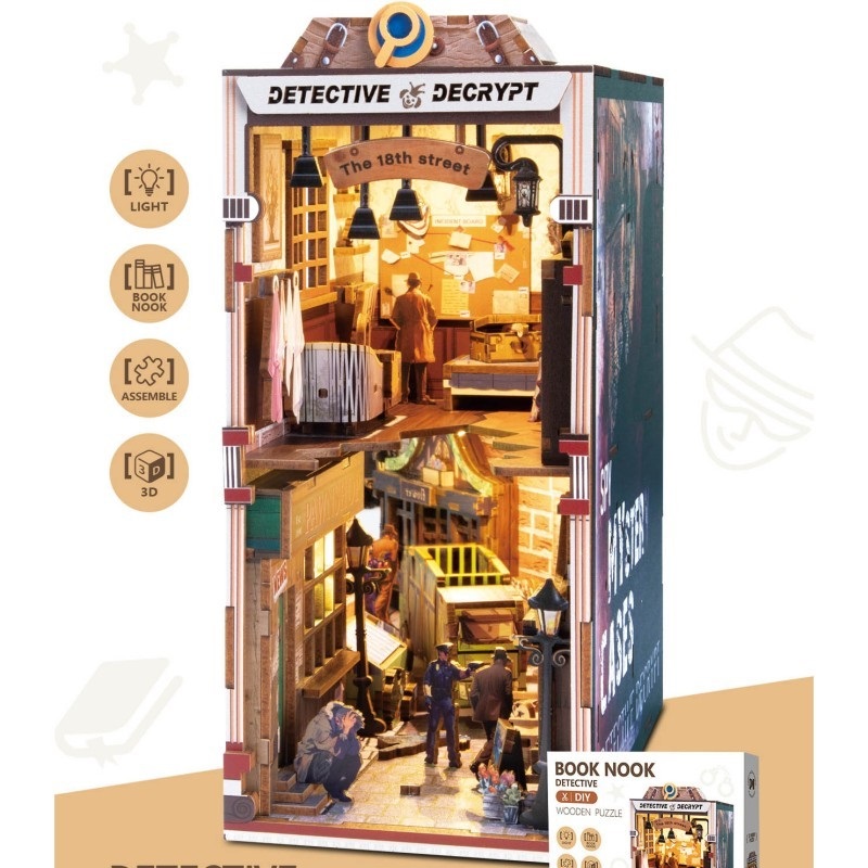 PlayfulMario\u0020BookNook\u0020Detective\u0020Decrypt\u0020met\u0020verlichting\u0020Houten\u0020Modelbouw\u0020Creatief\u0020\u0026\u0020Educatief