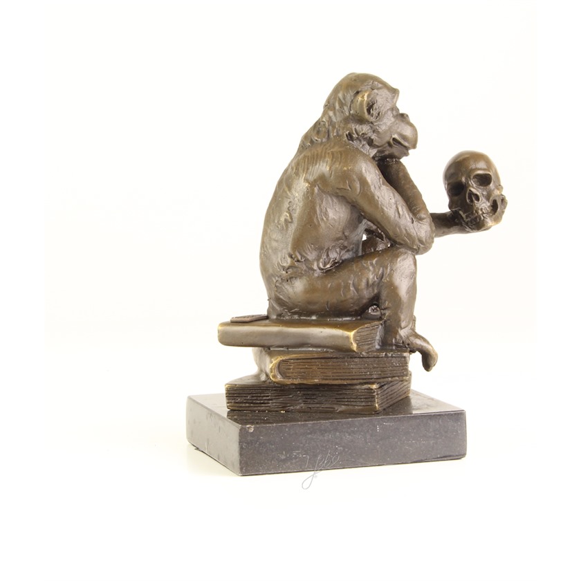 BRONZEN\u0020DARWIN\u0020AAP\u0020ZITTEND\u0020OP\u0020STAPEL\u0020BOEKEN