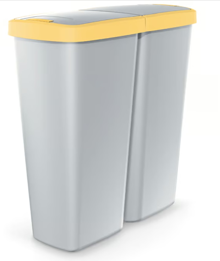 Afvalbak\u0020Duo\u002050\u0020Liter\u0020grijs\u002Fgeel\u0020afmeting\u002055x25x57cm\u0020