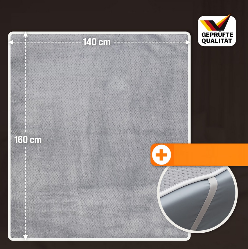 Elektrische\u0020Verwarmingsdeken\u0020Grijs\u0020160x140cm\u0020met\u0020Timer\u0020