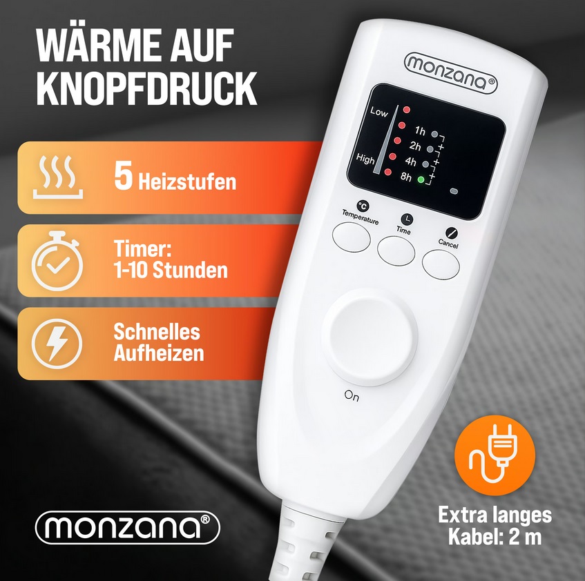 Elektrische\u0020Verwarmingsdeken\u0020Grijs\u0020160x140cm\u0020met\u0020Timer\u0020