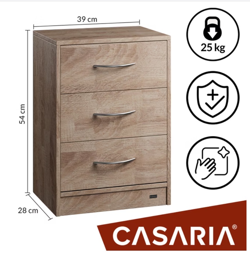 Ladenkast\u0020Nachtkastje\u0020Eloise\u0020Eiken\u0020kleur\u002054x39x28cm