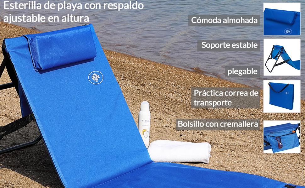 Strandmat\u0020Blauw\u0020158x56x46cm\u0020gestoffeerd