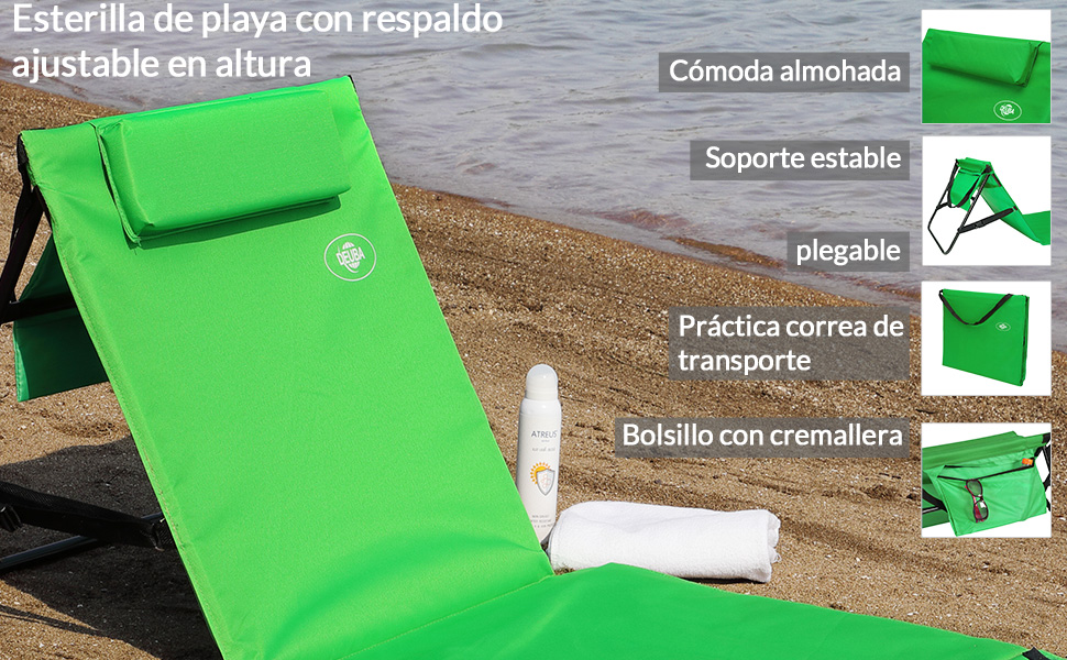Strandmat\u0020Groen\u0020158x56x46cm\u0020gestoffeerd Strandmat\u0020Groen\u0020158x56x46cm\u0020gestoffeerd