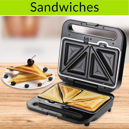 Sandwich\u0020Maker\u00203in1\u0020Zwart\u002FZilver\u00201000W