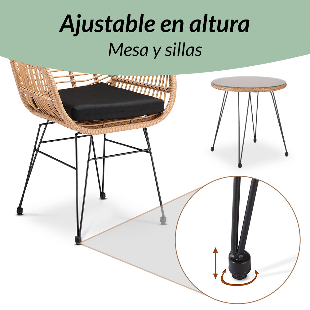 Polyrotan\u0020Tuinset\u0020Bali\u00203\u002Ddelig\u0020Natuurkleuren\u002FZwart