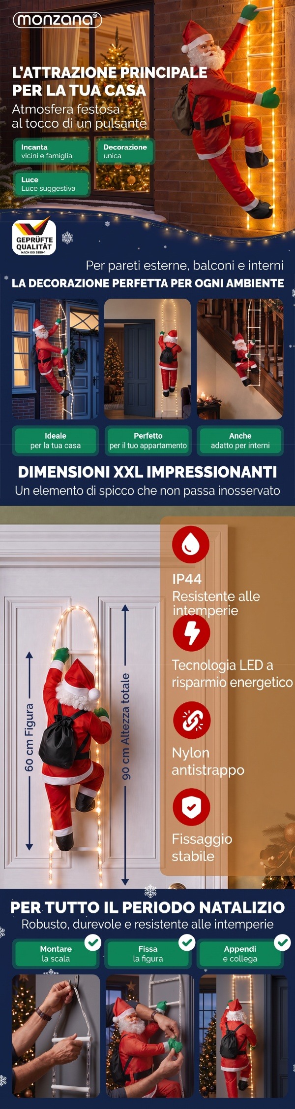 Kerstman\u0020op\u0020Ladder\u0020met\u002040\u0020LED\u00B4s