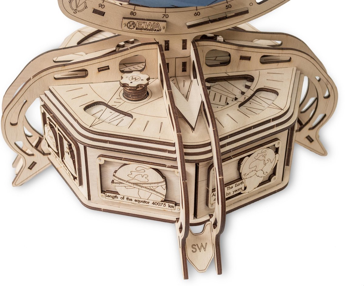 Eco\u0020Wood\u0020Art\u0020Globe\u0020Wereldbol\u0020Houten\u0020Modelbouw\u0020Blauw\u0020DIY\u0020Knutselen