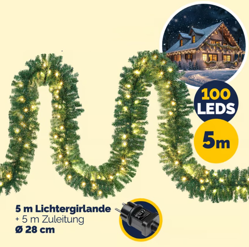 Kerstguirlande\u0020Groen\u0020,\u0020slinger,\u0020kerstslinger\u00205mtr\u0020100xLED\u0020\u002Din\u002Foutdoor\u0020set\u00202\u0020stuks