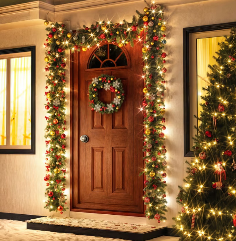 Kerstguirlande\u0020Groen\u0020,\u0020slinger,\u0020kerstslinger\u00205mtr\u0020100xLED\u0020\u002Din\u002Foutdoor\u0020set\u00202\u0020stuks