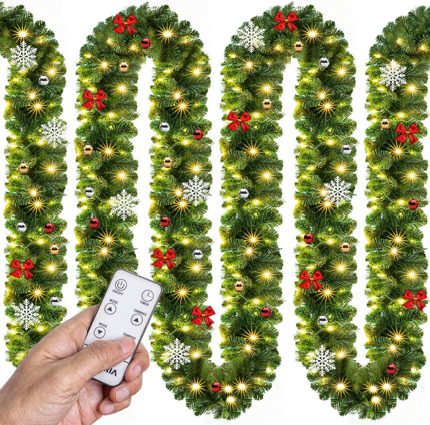 Kerstguirlande\u0020,\u0020slinger,\u0020kerstslinger\u00205mtr\u002080xLED\u0020\u002Din\u002Foutdoor\u0020inclusief\u0020versiering\u0020met\u0020afstandsbediening