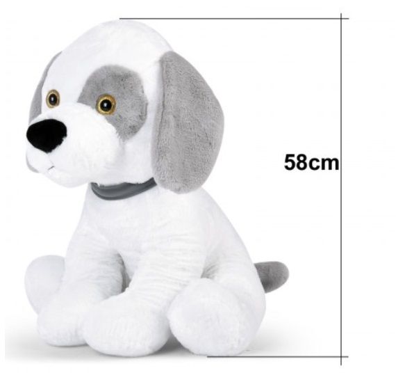 Pluche\u0020Hond\u002050\u0020cm\u0020Wit\u002DGrijs
