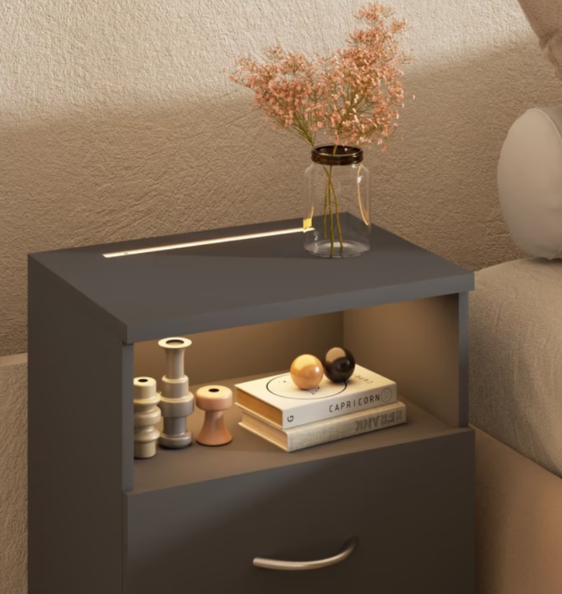 Nachtkastje\u0020Jamie\u0020LED\u002Dverlichting\u0020Set\u0020van\u00202\u0020Antraciet\u002055x40x28cm