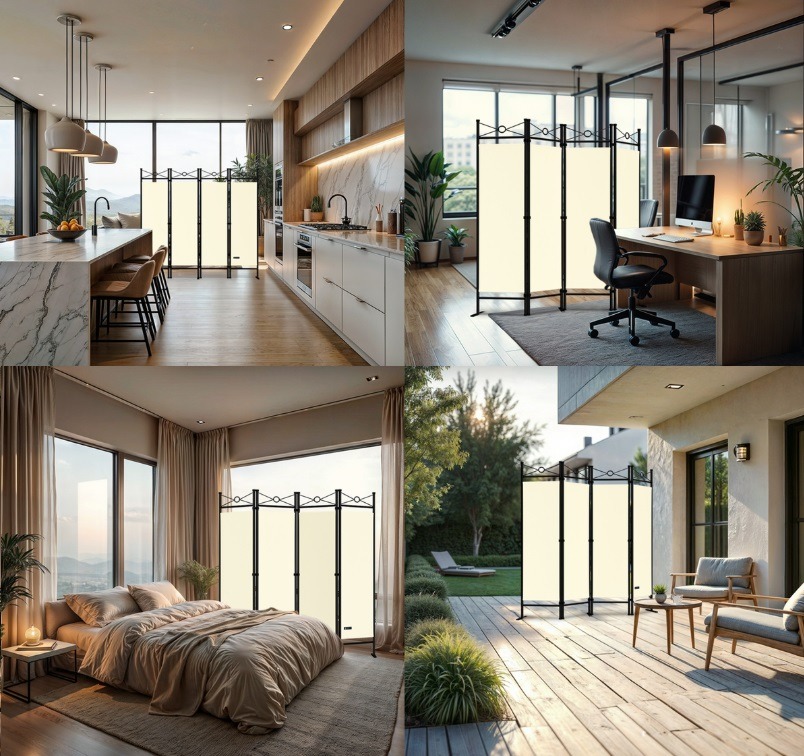 Kamerscherm\u0020Cr\u00E8me\u0020Staal\u0020180x163cm\u0020Inklapbaar Kamerscherm\u0020Cr\u00E8me\u0020Staal\u0020180x163cm\u0020Inklapbaar
