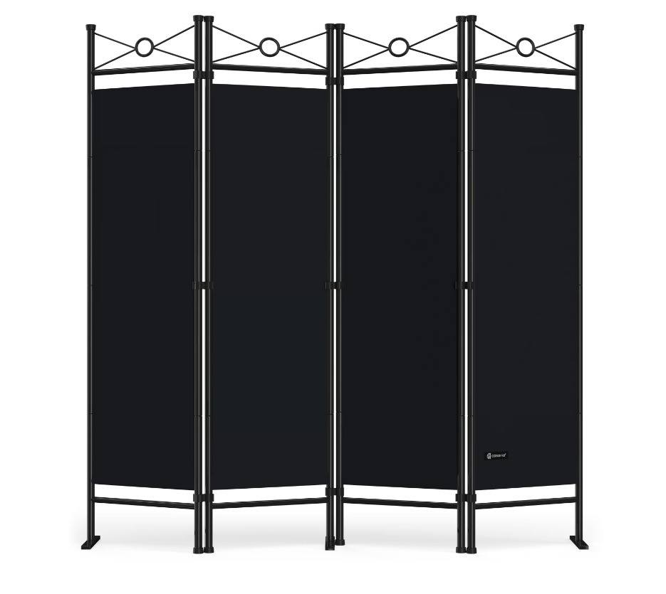 Kamerscherm\u0020Zwart\u0020Staal\u0020180x163cm\u0020Inklapbaar