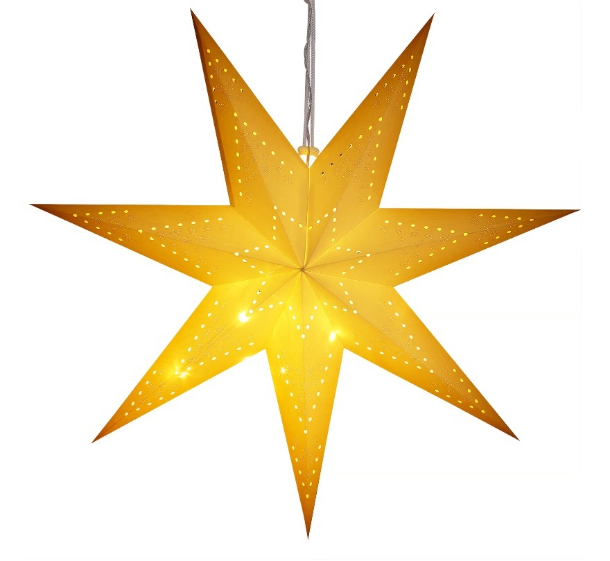 Kerstster\u0020Papier\u0020LED\u0020Cr\u00E8me\u0020\u00D860cm\u00207\u0020Punten\u0020Gaatjes