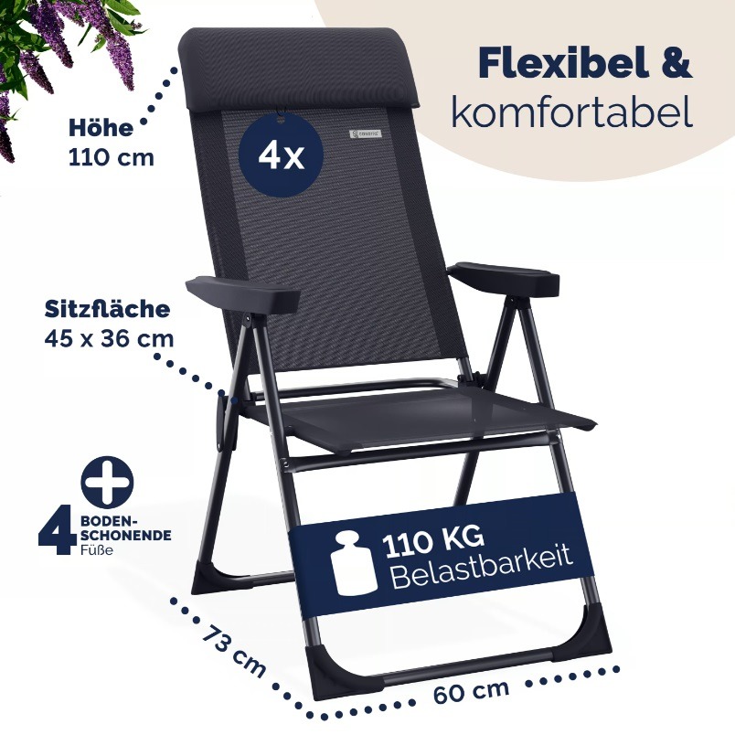 Tuinstoel\u0020met\u0020Hoge\u0020Rugleuning\u00204\u0020Stuks\u0020Antraciet\u0020Aluminium
