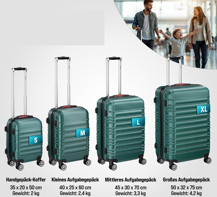 Reiskoffers\u0020Groen\u00204\u002Ddelig\u0020ABS\u0020met\u0020gratis\u0020accessoires\u0020