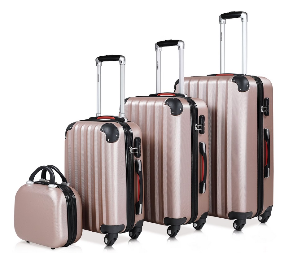 Reiskoffers\u0020Roze\u00204\u002Ddelig\u0020ABS\u0020met\u0020gratis\u0020accessoires\u0020