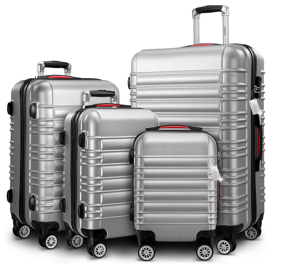 Reiskoffers\u0020Zilver\u00204\u002Ddelig\u0020ABS\u0020met\u0020gratis\u0020accessoires\u0020