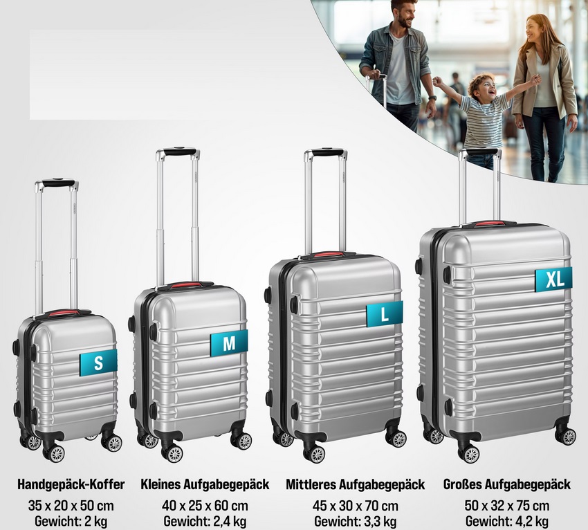 Reiskoffers\u0020Zilver\u00204\u002Ddelig\u0020ABS\u0020met\u0020gratis\u0020accessoires\u0020