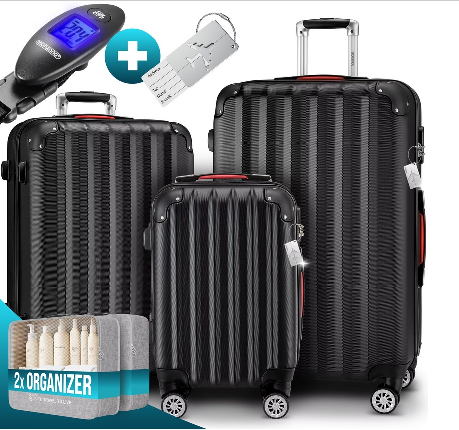 Reiskoffers\u0020Zwart\u00203\u002Ddelig\u0020ABS\u0020met\u0020gratis\u0020accessoires\u0020