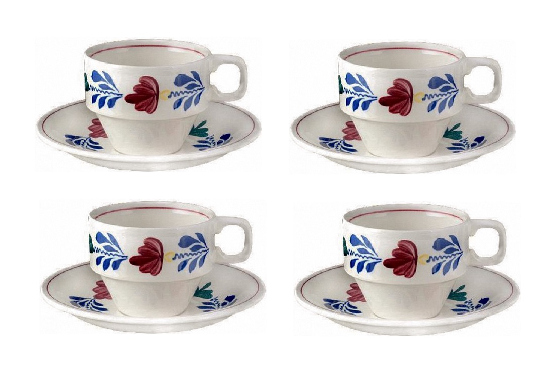 Boerenbont\u0020Kop\u0020en\u0020schotel\u0020stapelbaar\u0020200ml\u0020\u002D\u0020set\u0020van\u00204\u0020stuks