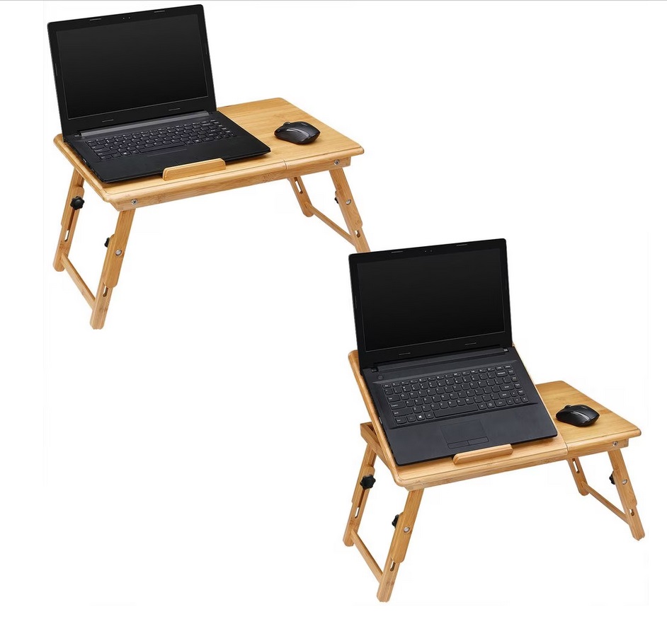Laptoptafel\u0020Bamboe\u002055x28x35cm\u0020met\u0020ventilatiegaten\u0020en\u0020lade