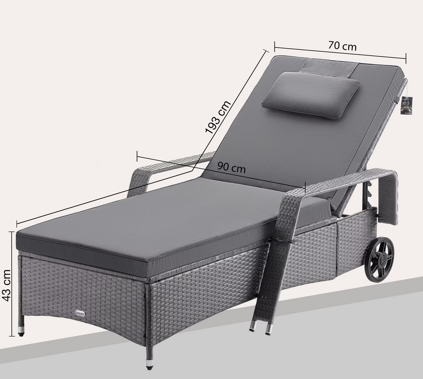 Ligbed\u0020Grijs\u002FAntraciet\u0020Kunststof\u0020193x90x43cm\u0020
