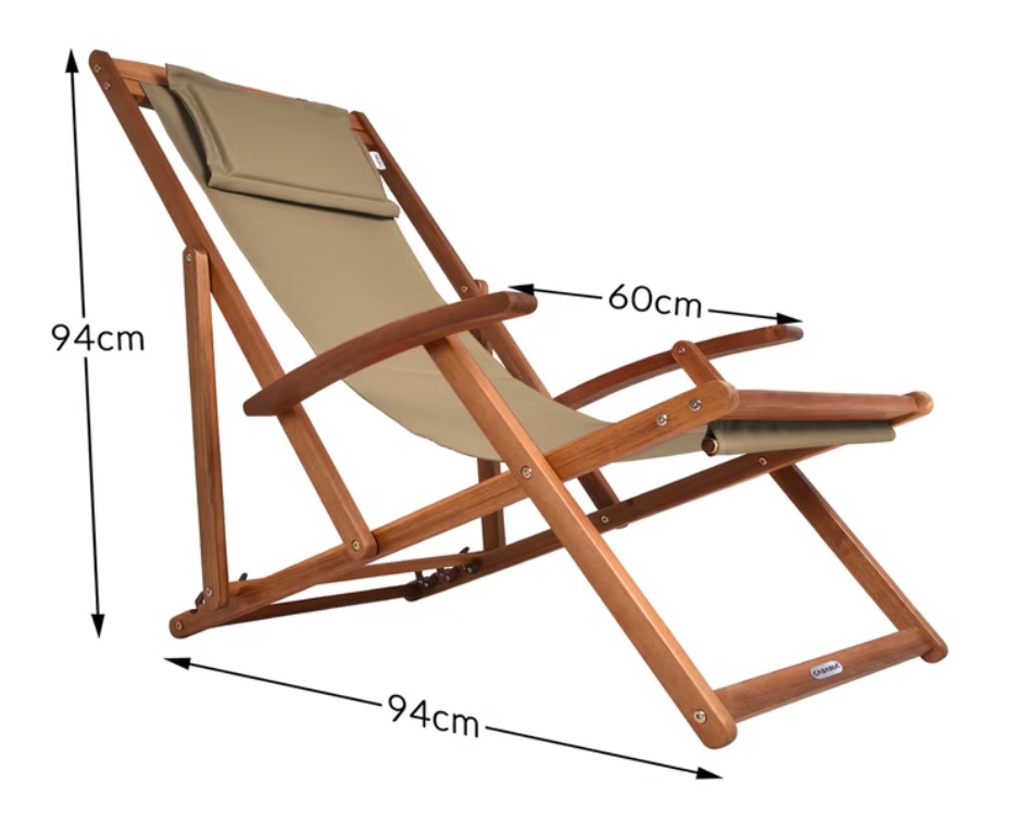 Ligstoel\u0020Cr\u00E8me\u0020Acaciahout\u002094x60x94cm