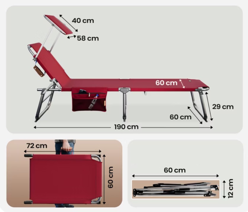 Ligbed\u0020Ibiza\u0020Rood\u0020190x59x29cm\u0020Alu\u0020Zonnescherm