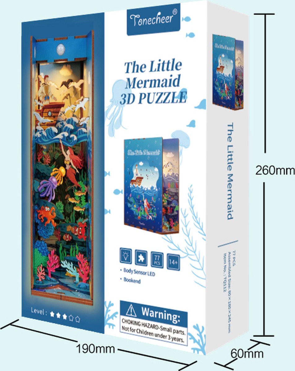 Tone\u002DCheer\u0020Book\u0020Nook\u0020Little\u0020Mermaid\u0020Verlicht\u0020DIY\u0020Modelbouw\u0020Knutselen