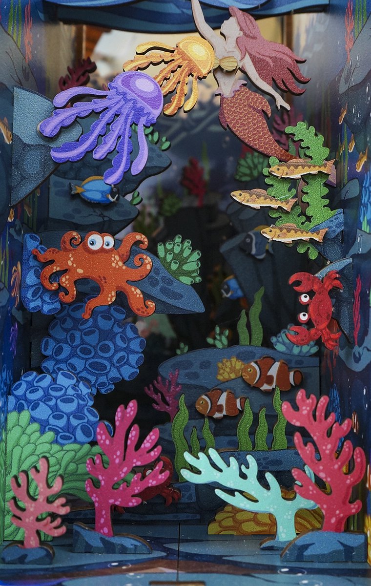 Tone\u002DCheer\u0020Book\u0020Nook\u0020Little\u0020Mermaid\u0020Verlicht\u0020DIY\u0020Modelbouw\u0020Knutselen