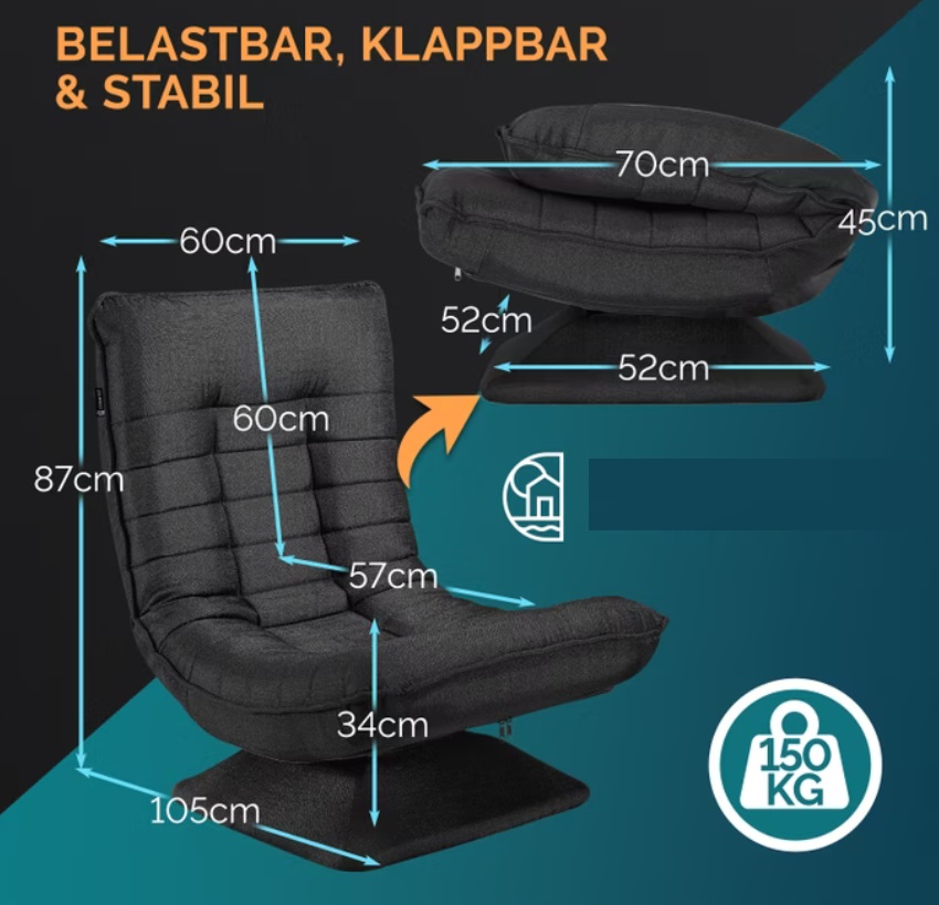Relax\u0020Lounger\u0020Aberdeen\u0020Stof\u0020Zwart