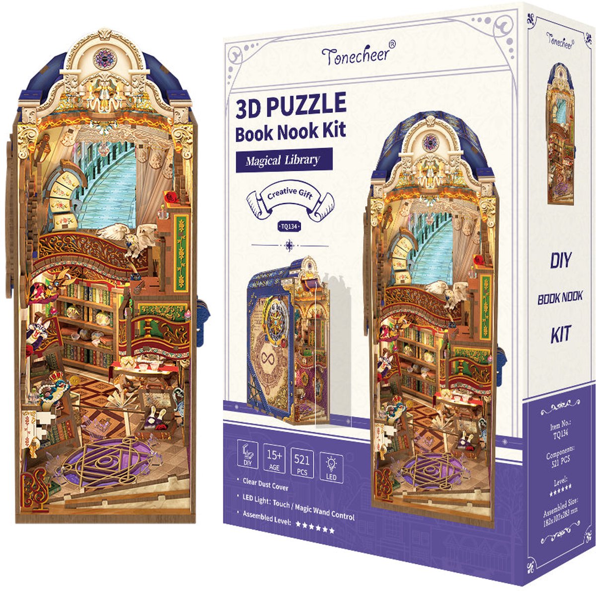 Tone\u002DCheer\u0020Book\u0020Nook\u0020Boekensteun\u0020Magical\u0020Library\u0020Bouwpakket\u0020Modelbouw